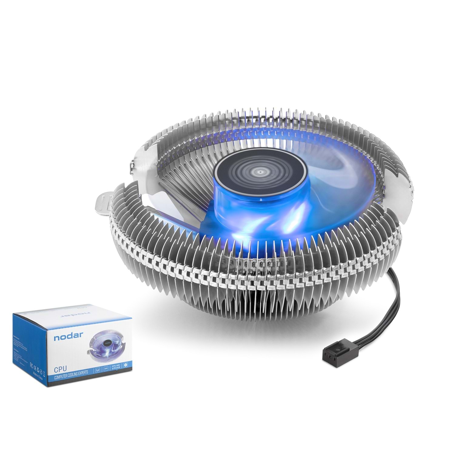 Kruxon ND2550 CPU Hava Soğutucusu Combo Tek Fanlı 90 mm LED Gümüş