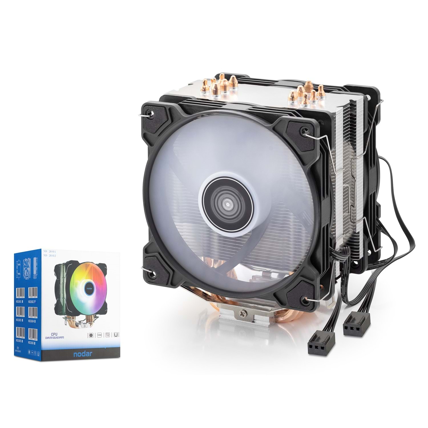 Kruxon ND2601 CPU Kule Tipi İşlemci Soğutucu Çift Fanlı 120 mm Siyah