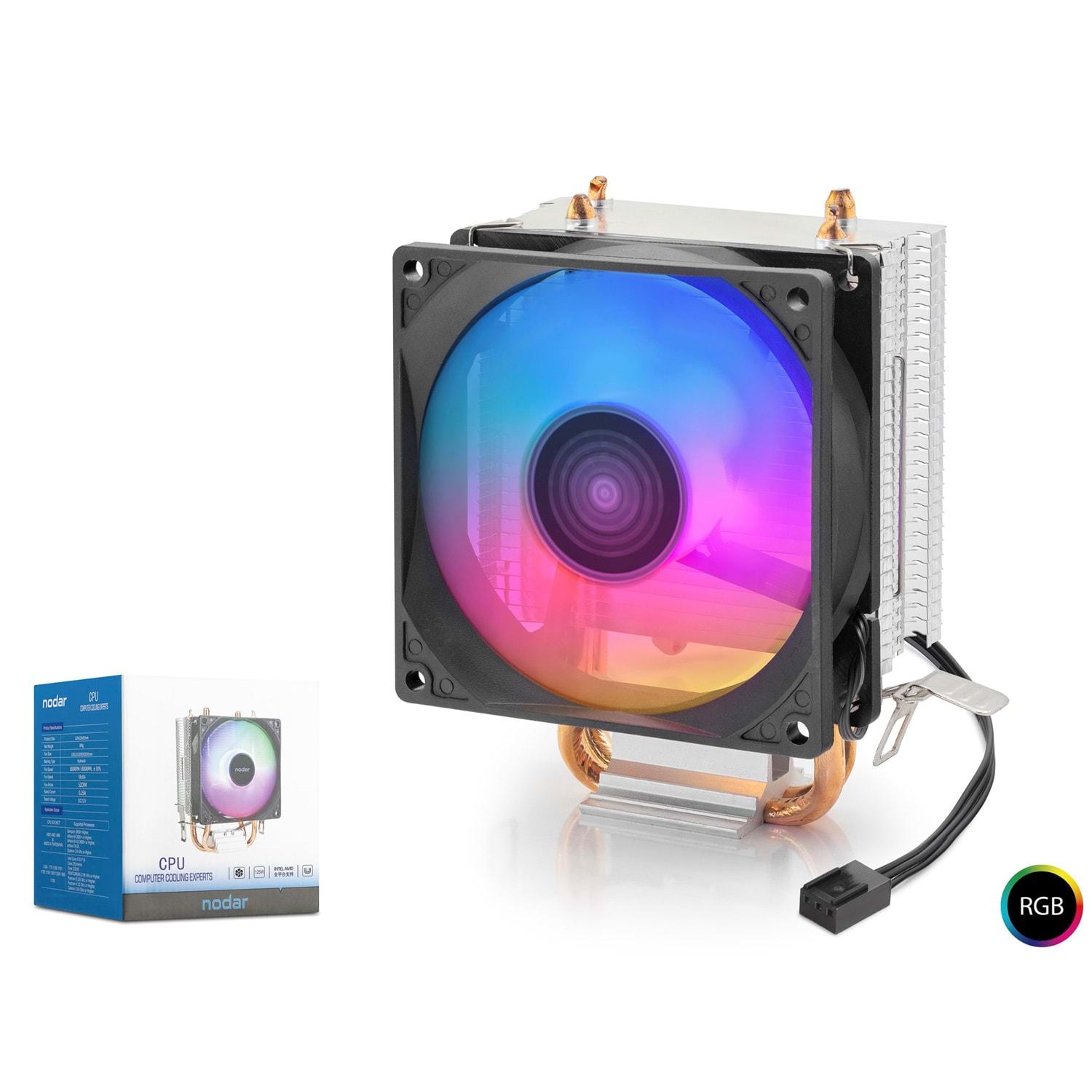 Kruxon ND2608 CPU Kule Tipi İşlemci Soğutucu Tek Fanlı 90 mm RGB Siyah