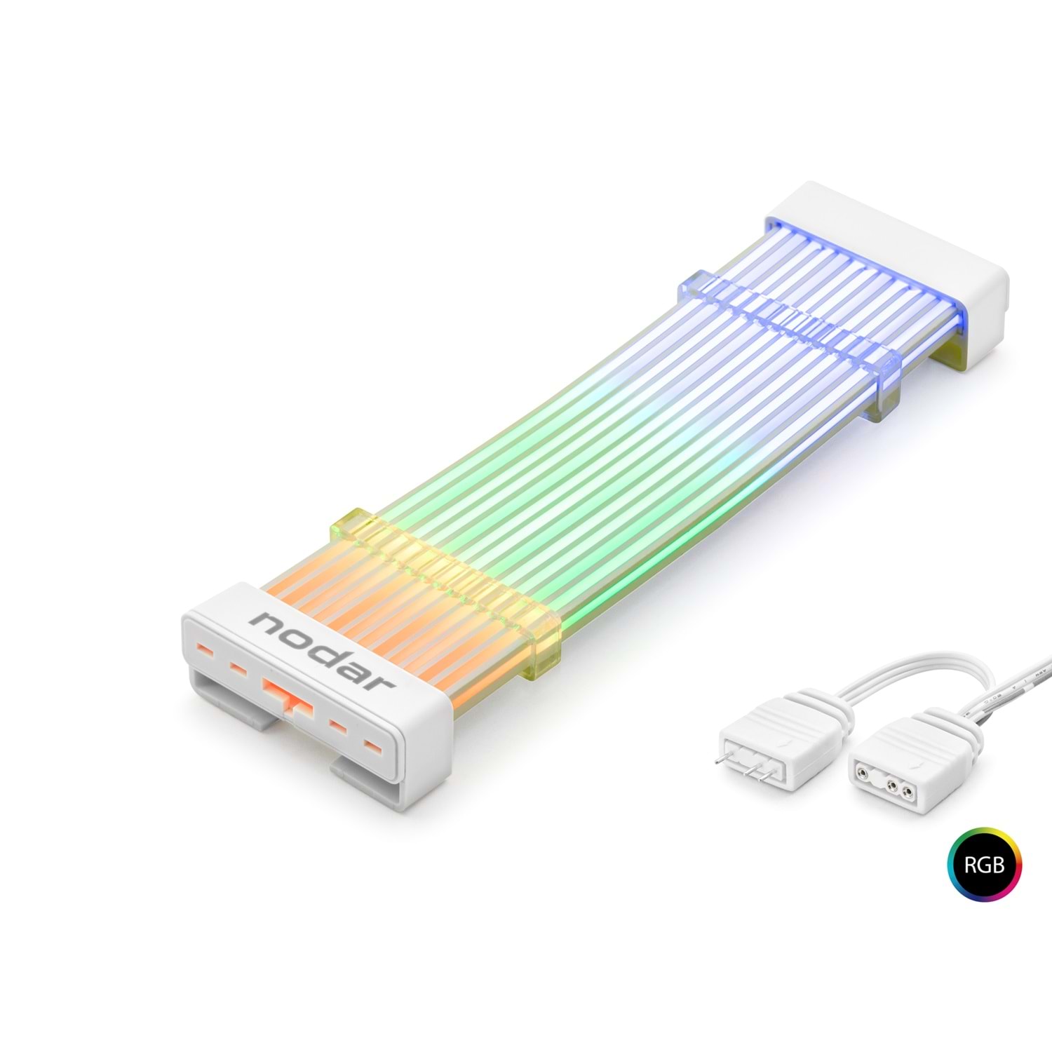Kruxon ND2800A 24 Pin ARGB Anakart Güç Uzatma Kablosu Bükülebilir Işıklı Kılıf 2 mm 54 60 LED Beyaz