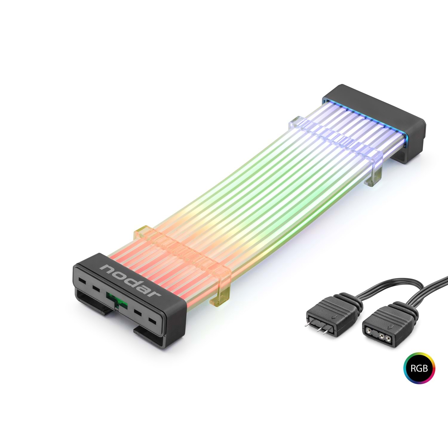 Kruxon ND2801B 24 Pin ARGB Anakart Güç Uzatma Kablosu Bükülebilir Işıklı Kılıf 2 mm 54 60 LED Siyah