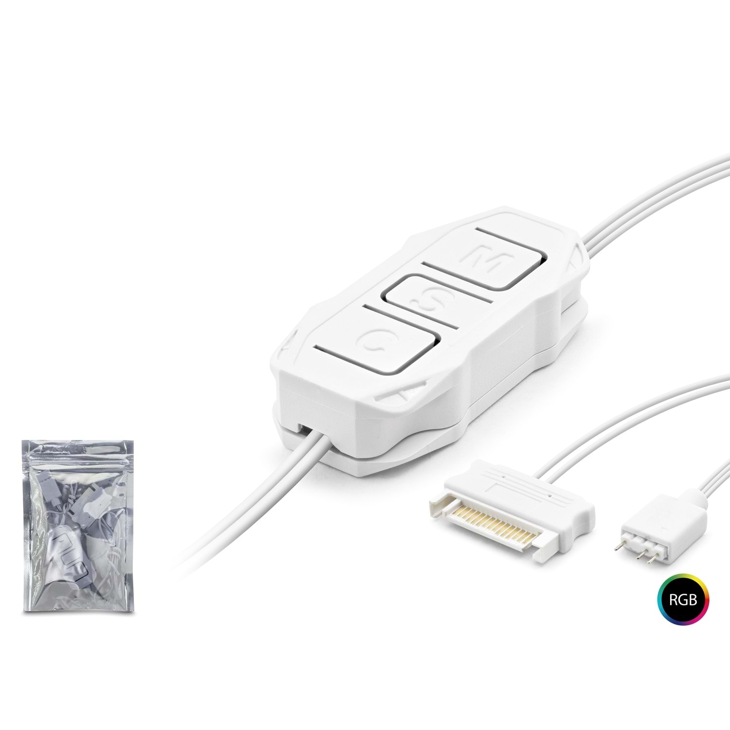 Kruxon ND2804 Mini ARGB LED Kontrolcüsü SATA Güç Girişli Beyaz
