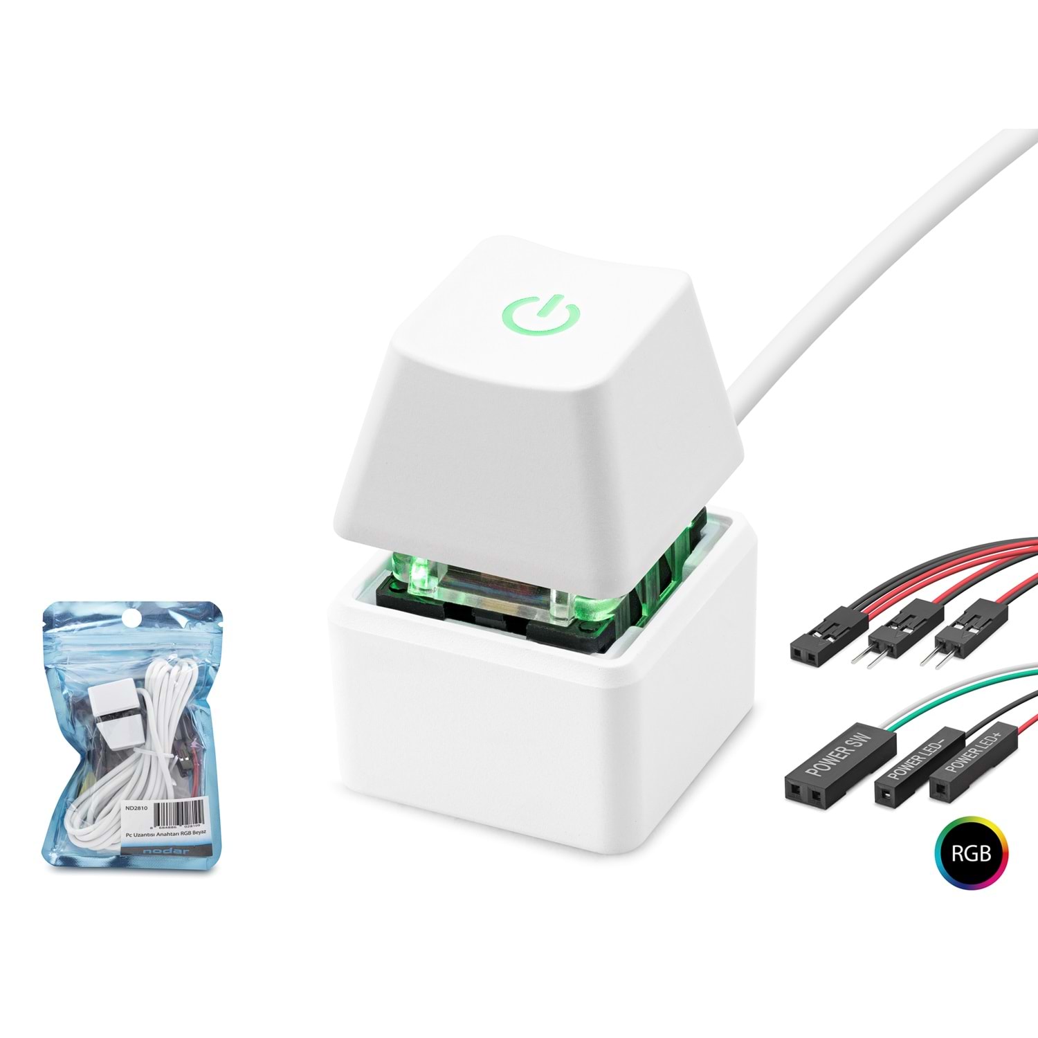 Kruxon ND2810 Masaüstü Bilgisayar RGB Power Tuşu Beyaz