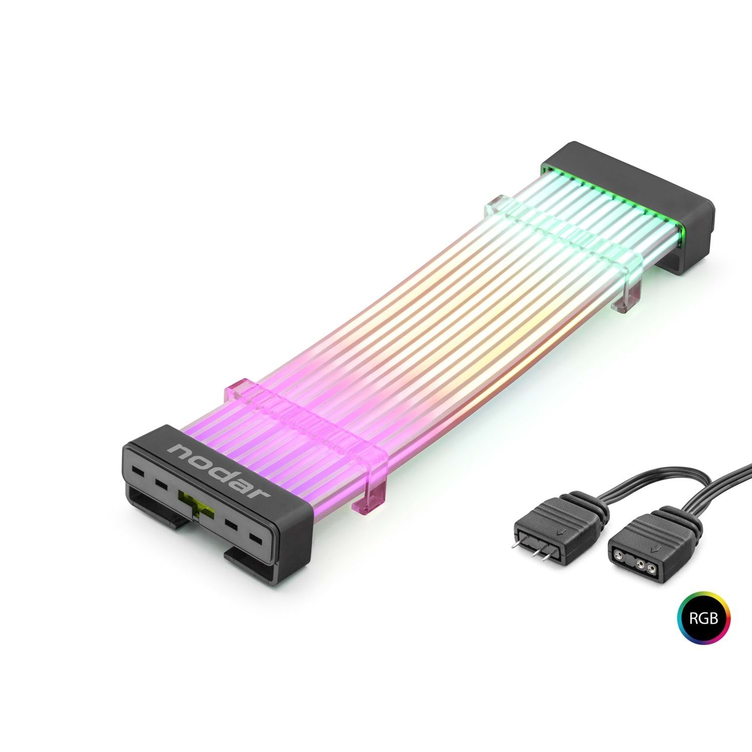Kruxon ND2812B 24 Pin ARGB Anakart Güç Uzatma Kablosu Bükülebilir 2 mm 108 LED Siyah