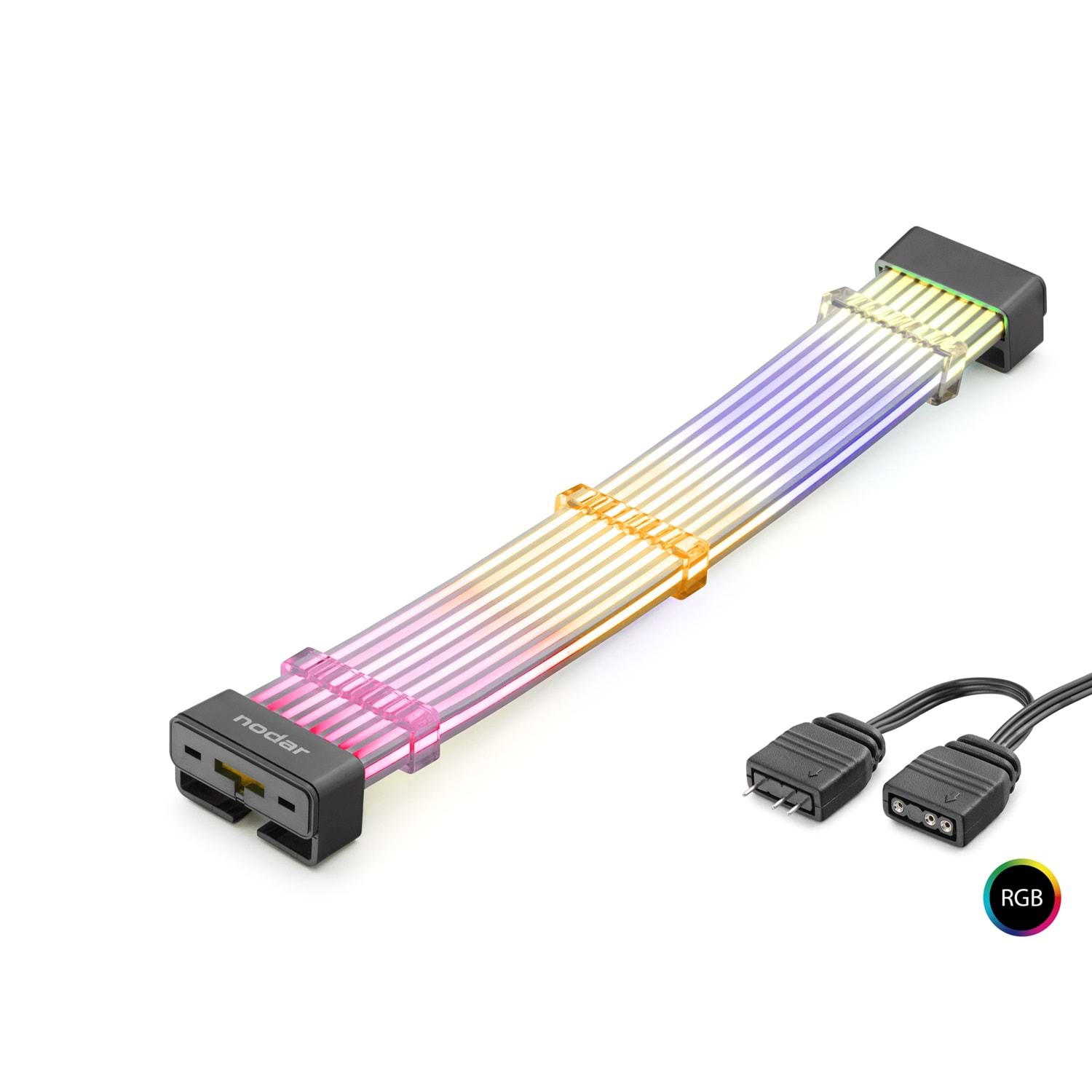 Kruxon ND2813B 2x8 Pin ARGB PCIe GPU Güç Uzatma Kablosu Bükülebilir 2 mm 108 LED Siyah