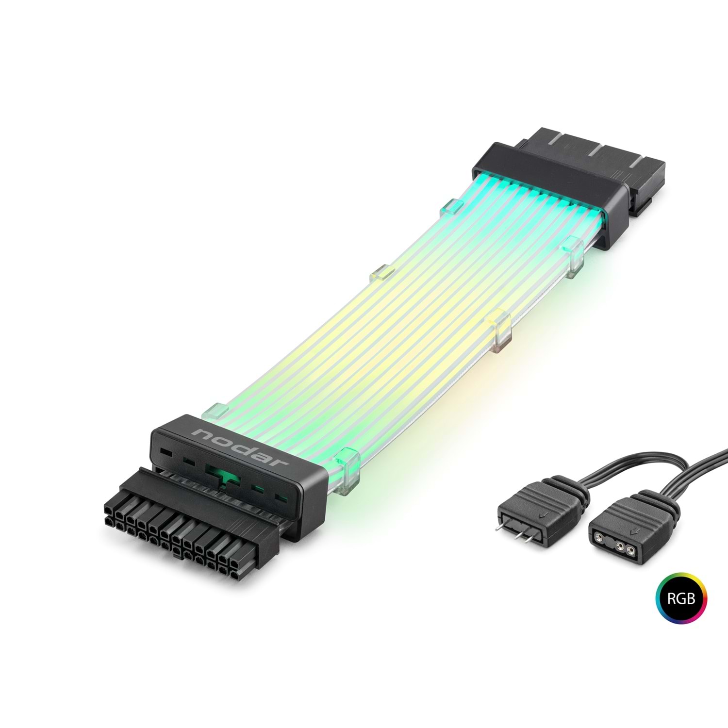 Kruxon ND2814B 24 Pin Multi-Zone ARGB Power Supply Uzatma Kablosu Bükülebilir 2 mm 108 LED Siyah