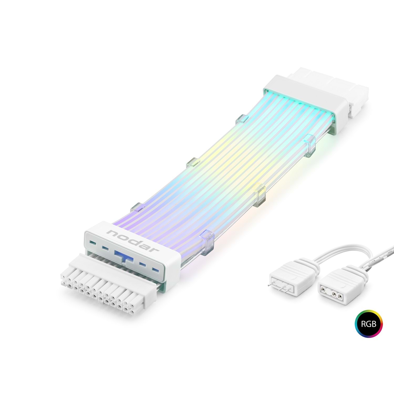 Kruxon ND2814W 24 Pin Multi-Zone ARGB Power Supply Uzatma Kablosu Bükülebilir 2 mm 108 LED - Beyaz