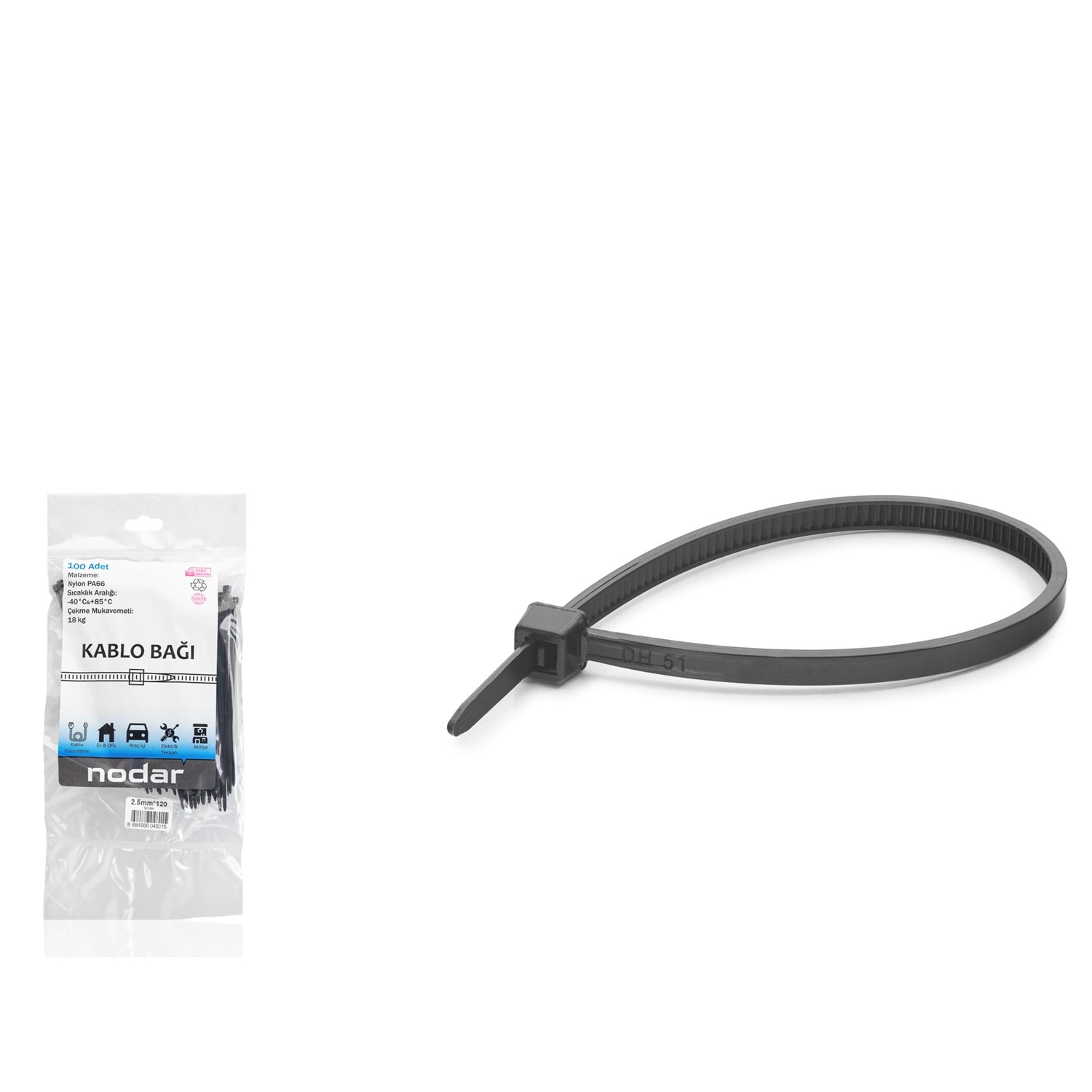 Kruxon ND4800S Kablo Bağı 2.5 x 120 mm 100 Adetli Paket Siyah