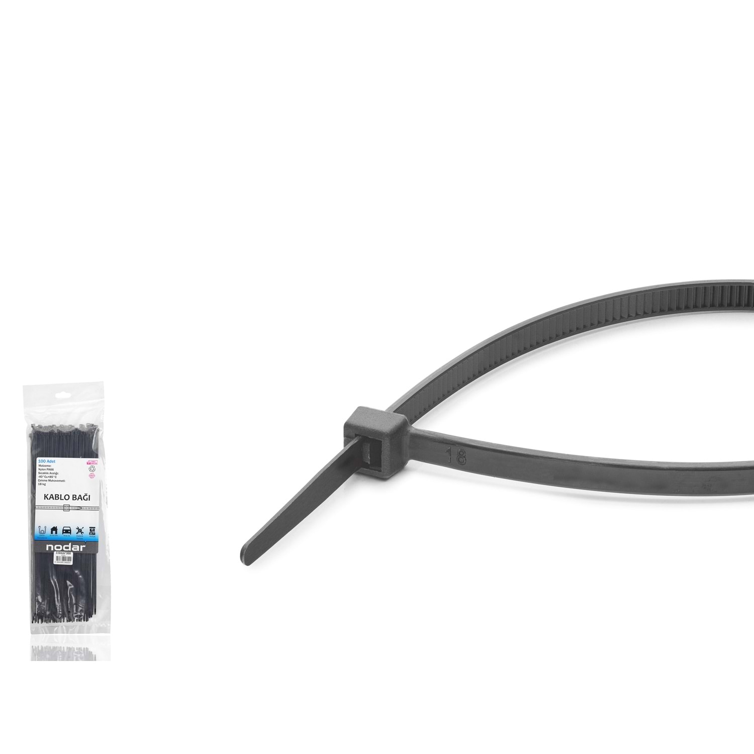 Kruxon ND4805S Kablo Bağı 3.6 x 300 mm 100 Adetli Paket Siyah