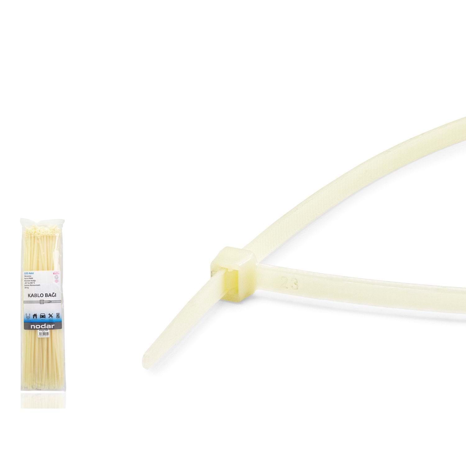 Kruxon ND4810B Kablo Bağı 4.8 x 400 mm 100 Adetli Paket Sarı