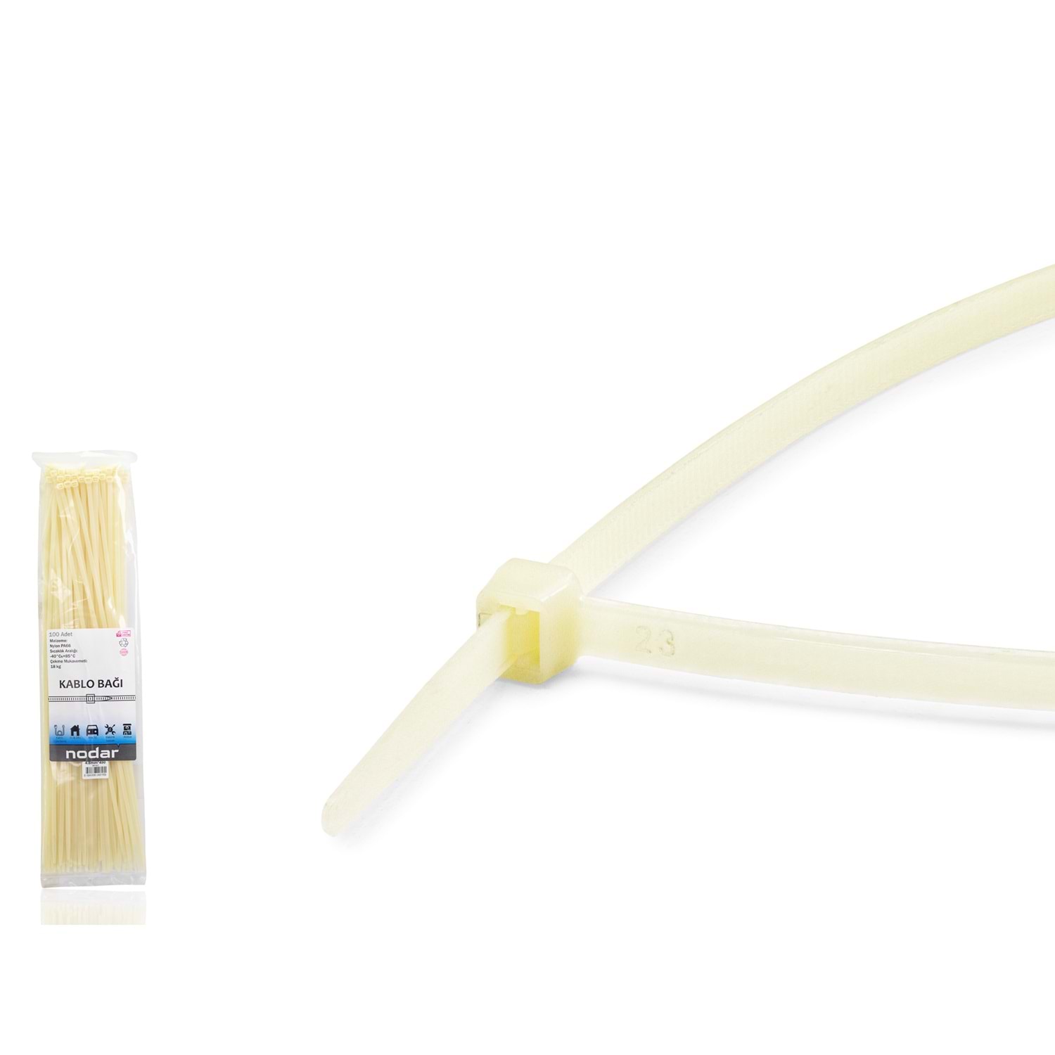 Kruxon ND4811B Kablo Bağı 4.8 x 450 mm 100 Adetli Paket Sarı