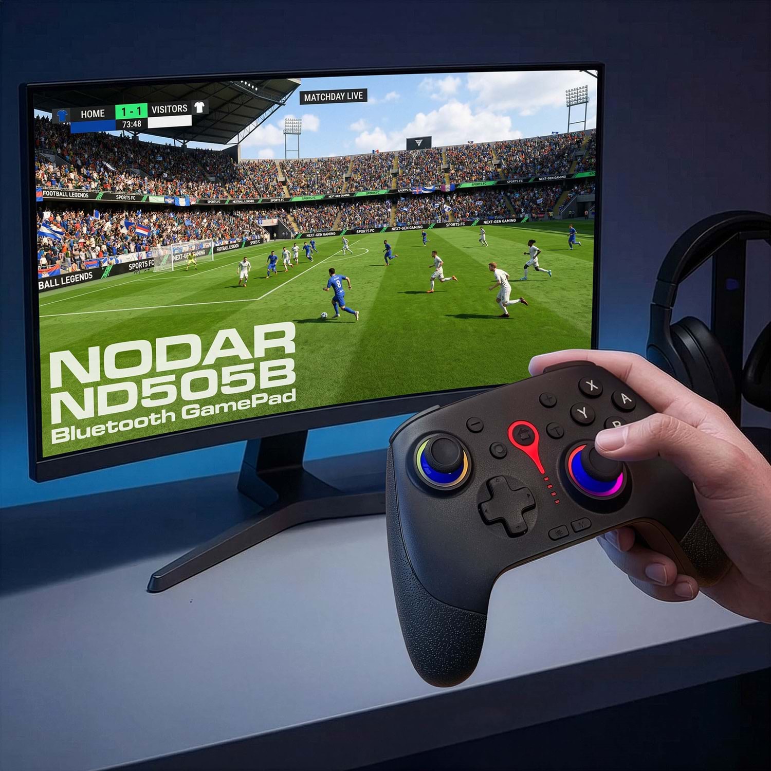 Kruxon ND505B Bluetooth GamePad Oyun Kolu PC iOS Android Switch PS3 PS4 Uyumlu RGB Siyah