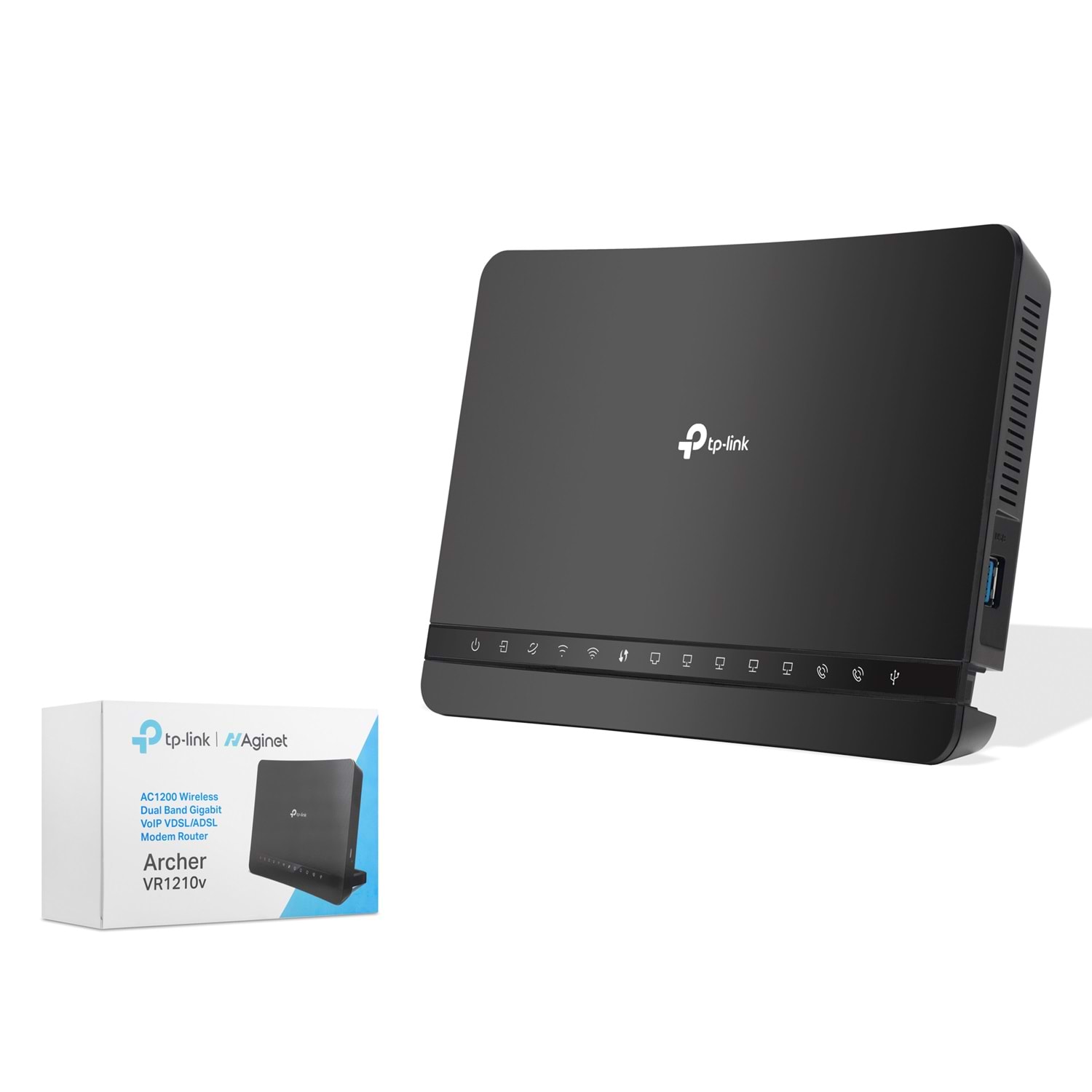 TP LINK VR1210v Modem Router AC1200 Dual Band Gigabit VDSL ADSL VoIP Yenilenmiş Siyah