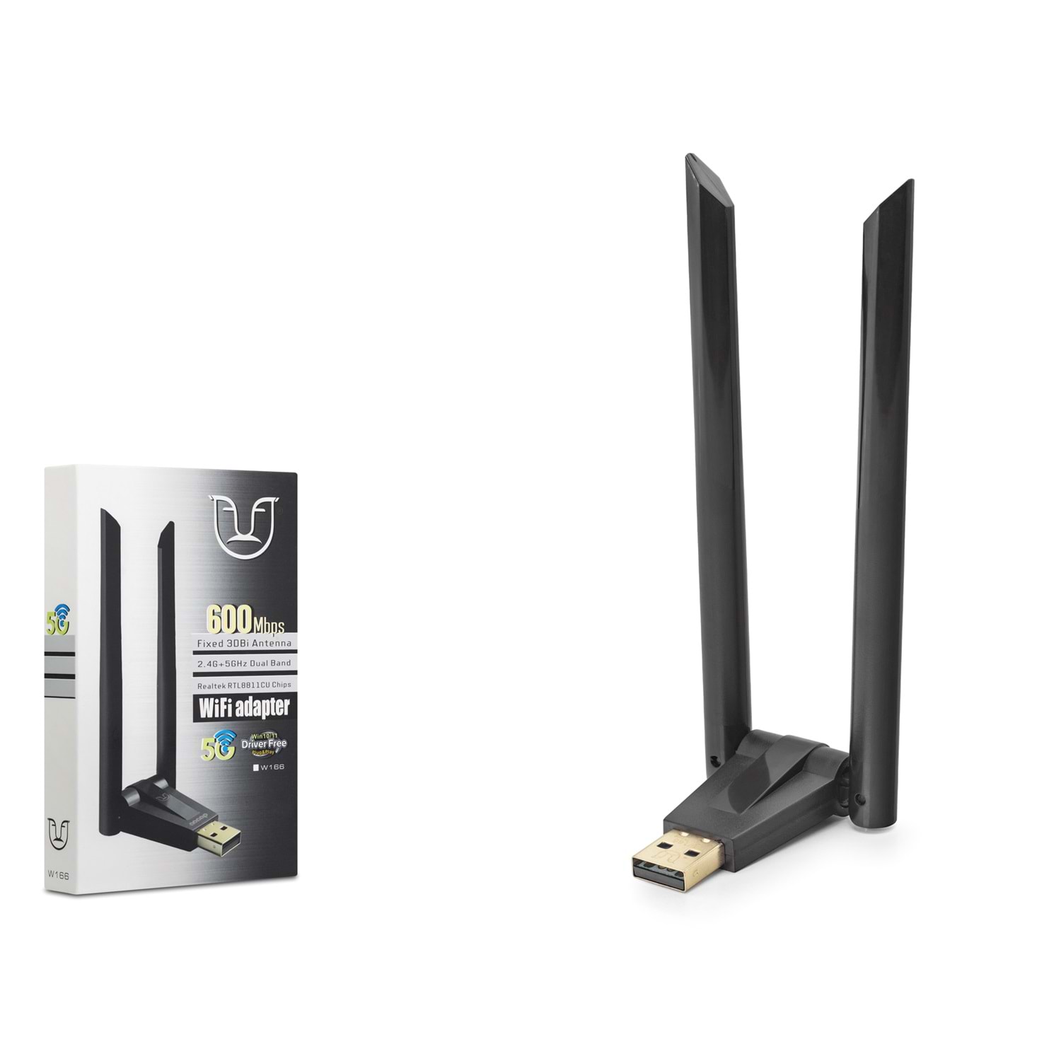 NONAP W166 USB WiFi Adaptörü 650 Mbps 5 GHz Dual Band Siyah