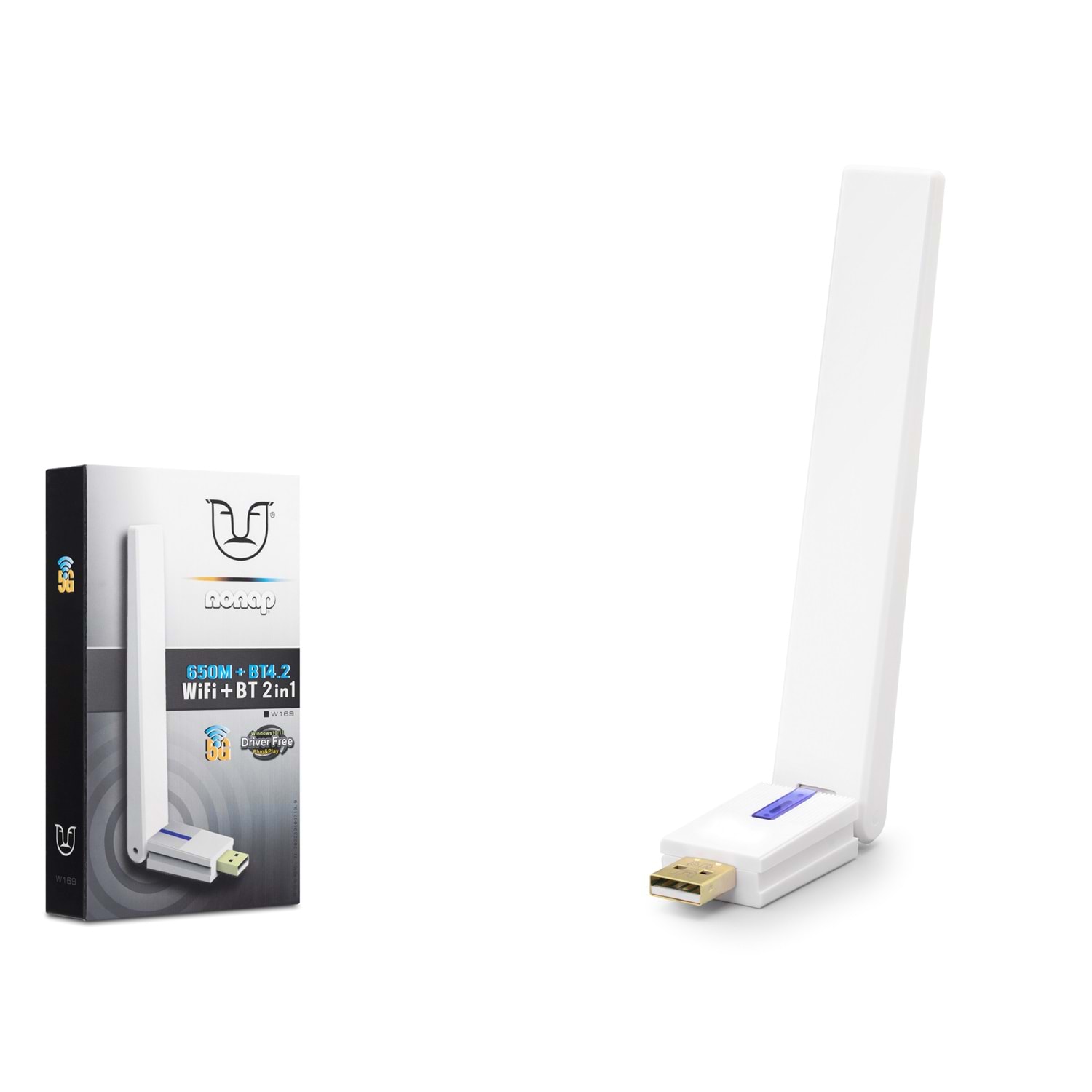 NONAP W169 USB WiFi Bluetooth 4.2 Adaptörü 650 Mbps 5 GHz Dual Band Beyaz