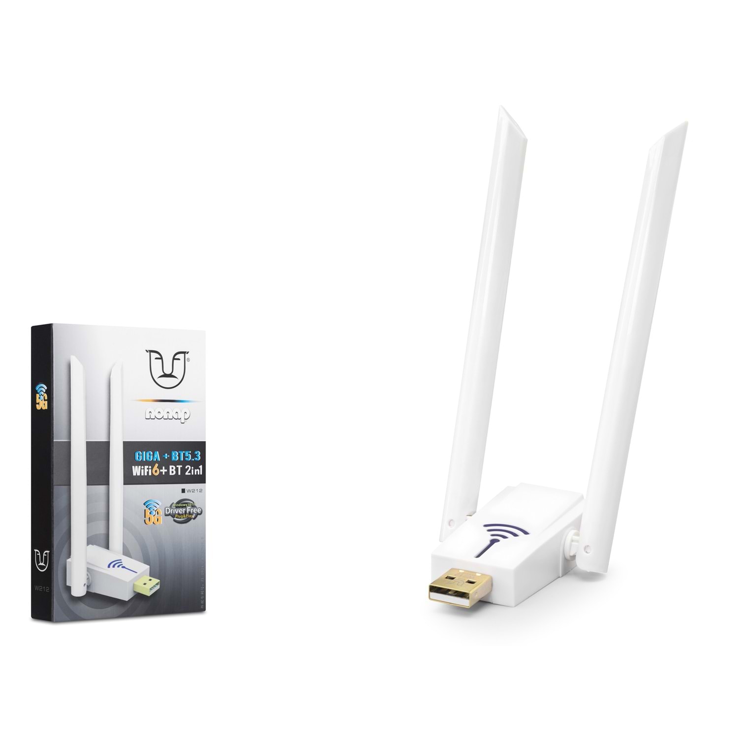 NONAP W212 USB WiFi 6 Bluetooth 5.3 Adaptörü 1 Gbps 5 GHz Dual Band Beyaz