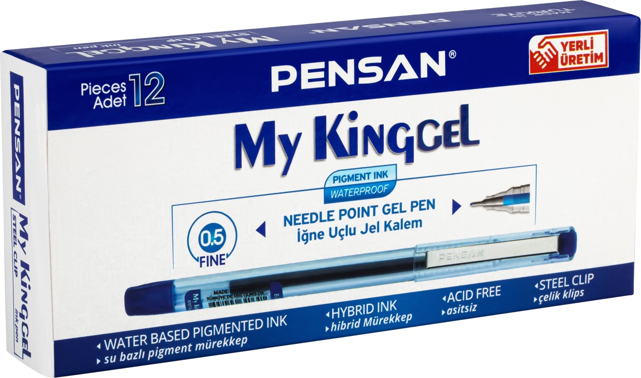PENSAN 6405 MY-KİNG JEL KALEM METAL KLİPS MAVİ 12Lİ *144