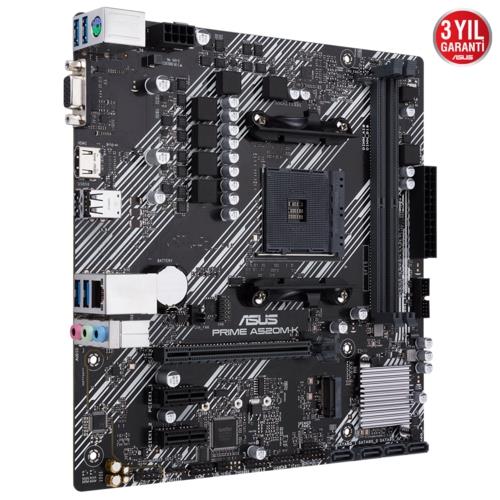 Asus PRIME A520M-K AMD AM4 DDR4 4400 HDMI VGA M2 USB3.2 mATX