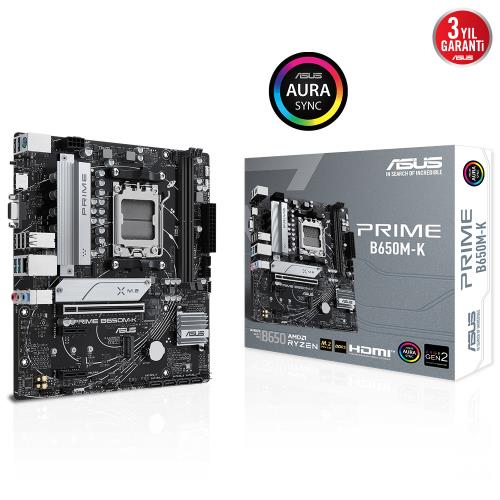 Asus PRIME B650M-K AMD AM5 DDR5 6400 DP VGA 2xM2 USB3.2 AURA RGB mATX