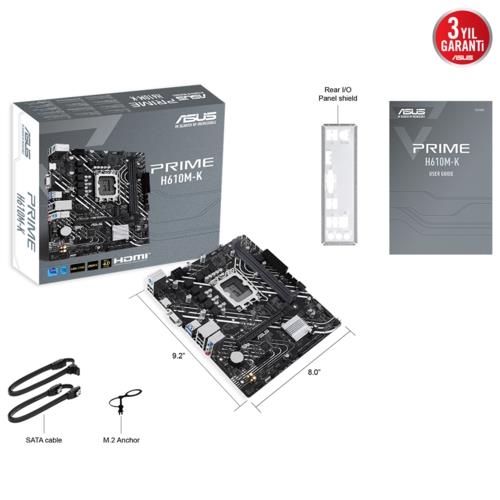 Asus PRIME H610M-K DDR5 Intel 1700p 5600 HDMI VGA M2 USB3.2 mATX
