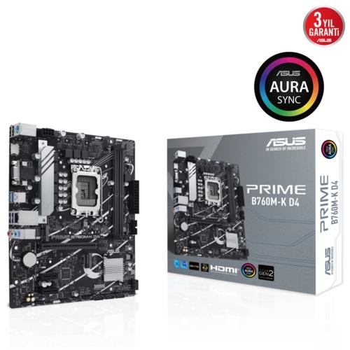 Asus PRIME B760M-K D4 Intel 1700p DDR4 5333 HDMI VGA 2x M2 USB3.2 AURA RGB mATX