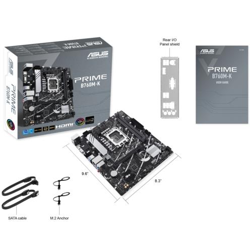 Asus PRIME B760M-K Intel 1700p DDR5 8000 HDMI VGA Çift M2 USB3.2 AURA RGB mATX