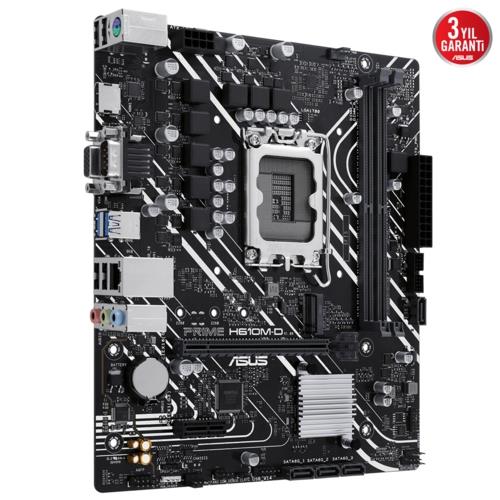 Asus PRIME H610M-D DDR5 Intel 1700p 5600 HDMI VGA M2 USB3.2 COM mATX