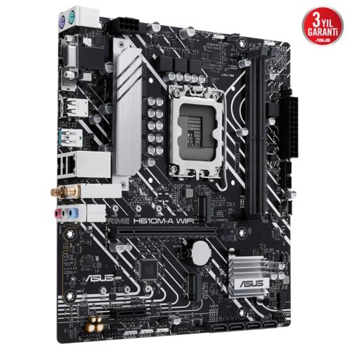 Asus PRIME H610M-A WIFI Intel 1700p DDR5 HDMI VGA Çift M2 USB3.2 AURA RGB mATX