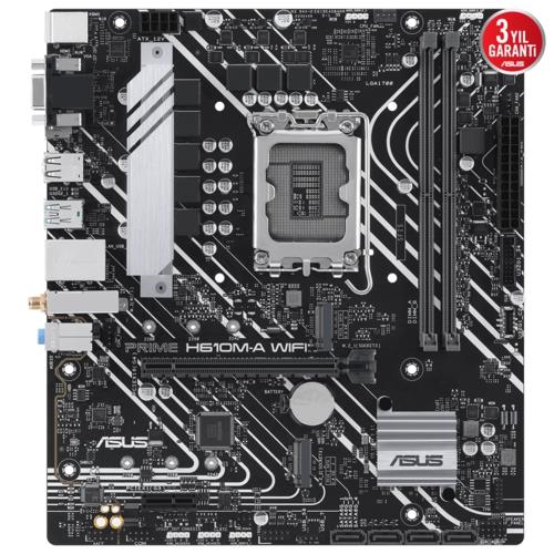 Asus PRIME H610M-A WIFI Intel 1700p DDR5 HDMI VGA Çift M2 USB3.2 AURA RGB mATX