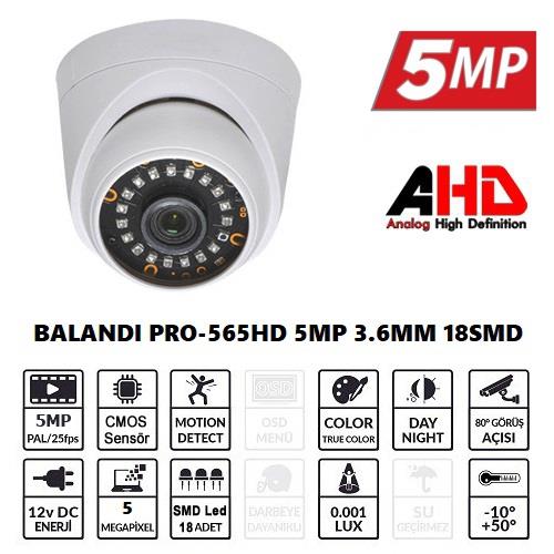 Balandi PRO-565HD 5MP 3.6mm 18Smd AHD Dome
