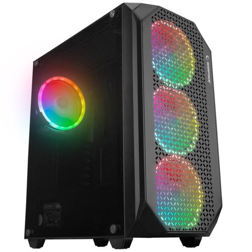 Rampage ZUKO 600W 80+BRONZE Siyah 4*14cm Rainbow Temperli Camlı ATX Mid-T Gaming Kasa