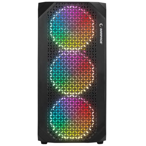 Rampage ZUKO 600W 80+BRONZE Siyah 4*14cm Rainbow Temperli Camlı ATX Mid-T Gaming Kasa
