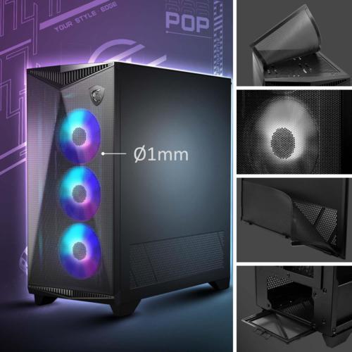 MSI MPG GUNGNIR 300R AIRFLOW ARGB E-ATX Siyah Mid Tower Kasa PSU YOK