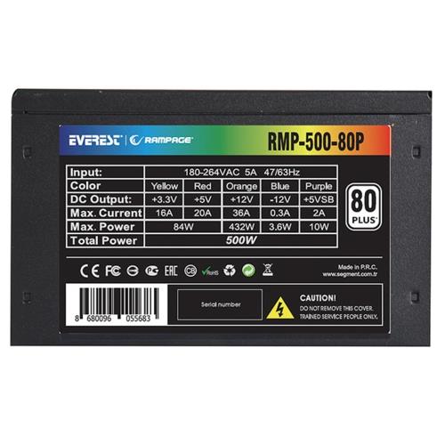Rampage RMP-500-80P 500W 80 PLUS 12cm Fan Aktif PFC Power Supply