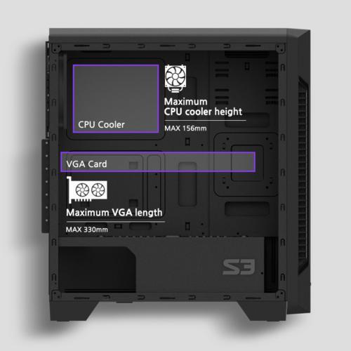 Zalman S3 TG Mid Tower Kasa Siyah PSU YOK