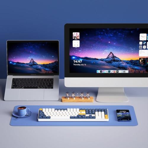 AIGO A108 Starry Blue İngilizce Q Mekanik Klavye Yellow Switch