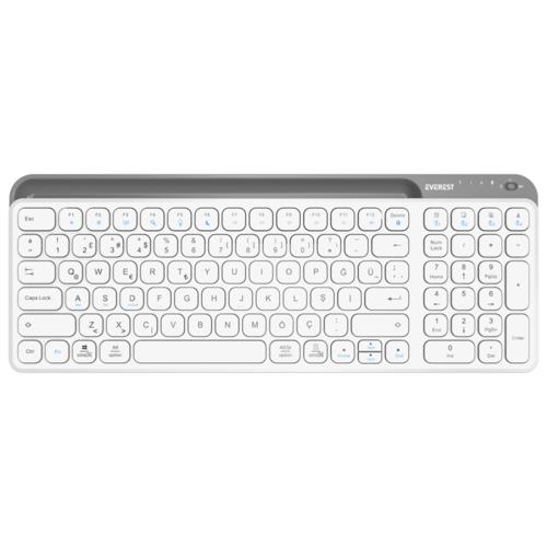 Everest KB-BT90 Beyaz/Gri Bluetooth Şarjlı Kablosuz Klavye