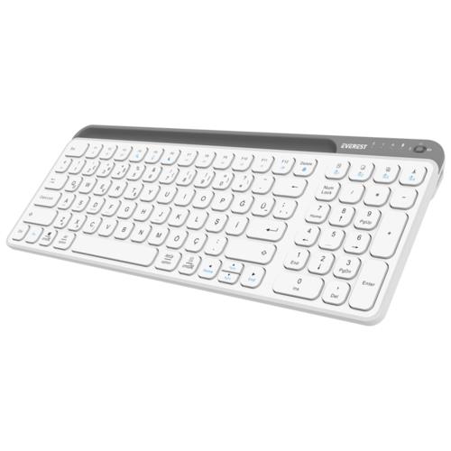 Everest KB-BT90 Beyaz/Gri Bluetooth Şarjlı Kablosuz Klavye