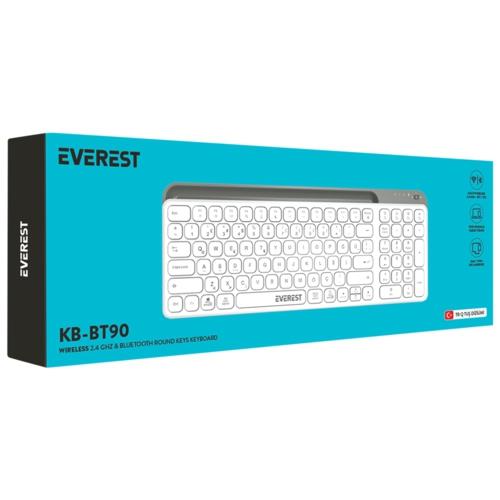 Everest KB-BT90 Beyaz/Gri Bluetooth Şarjlı Kablosuz Klavye
