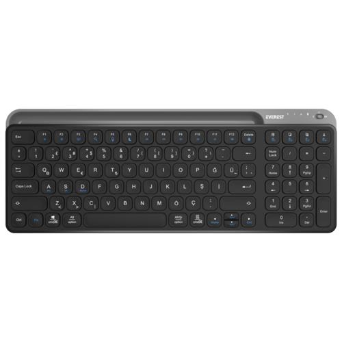 Everest KB-BT90 Siyah/Gri Bluetooth Şarjlı Kablosuz Klavye