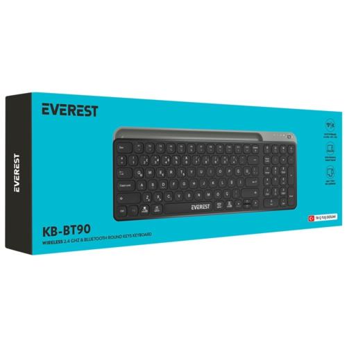 Everest KB-BT90 Siyah/Gri Bluetooth Şarjlı Kablosuz Klavye