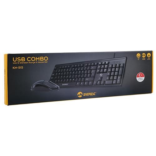 Everest KM-515 Usb Combo Q Kablolu Klavye/Mouse Set Siyah