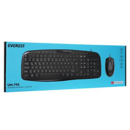 Everest UN-795 Siyah Usb Q Multimedia Klavye + Mouse Set