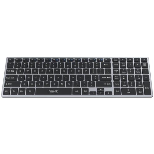 Havit KB263BT Bluetooth Klavye, Gri, Şarjlı, Alüminyum