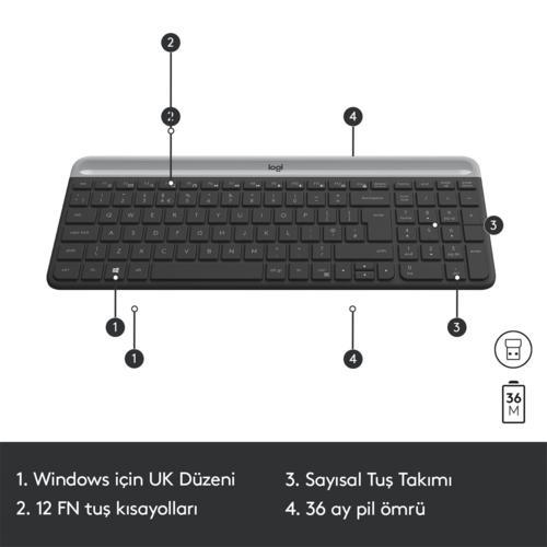 Logitech MK470 Klavye Mouse Kablosuz Siyah 920-009435