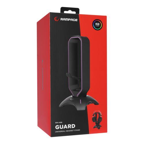 Rampage RM-H66 GUARD Siyah RGB Işıklı 2*Usb Port Kulaklık İçin Stand