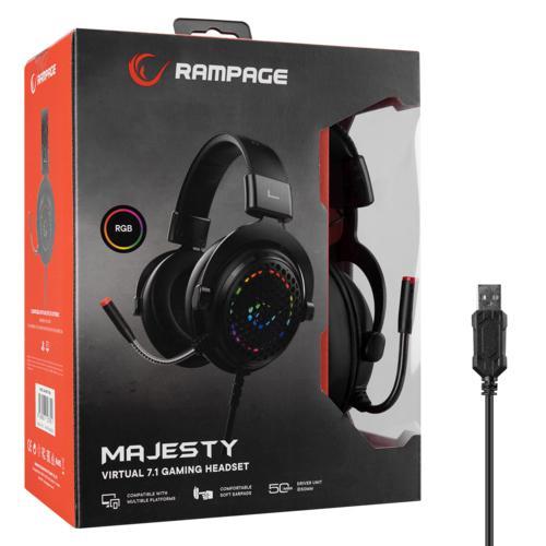 Rampage MAJESTY Siyah RGB Led 7.1 Surround Sound System Gaming Mik. Oyuncu Kulaklığı