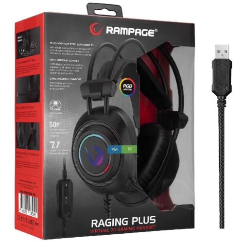 Rampage RM-K19 RAGING PLUS Siyah RGB Gaming Mikrofonlu Oyuncu Kulaklığı