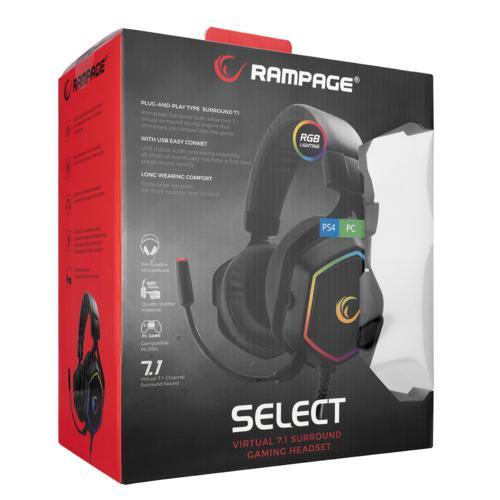 Rampage RM-K50 SELECT Siyah Usb 7.1 RGB Ledli Gaming Oyuncu Mikrofonlu Kulaklığı