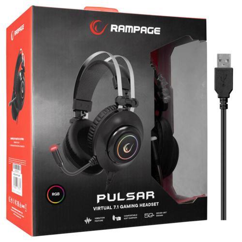 Rampage RM-K1 PULSAR Siyah Usb 7.1 Surround+Titreşim RGB Işık Efektli Gaming Oyuncu M